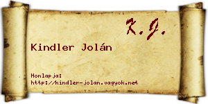 Kindler Jolán névjegykártya