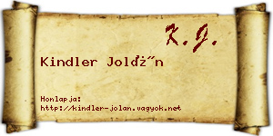 Kindler Jolán névjegykártya